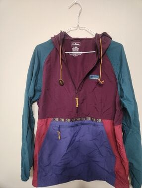L.L.Bean Southwest Colorblock Hooded Jacket Large Retro Hiking Outdoor Vintage